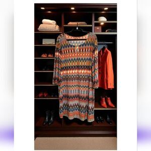 3x Lacera chevron multi color long sleeves dress size 3x. nwt.